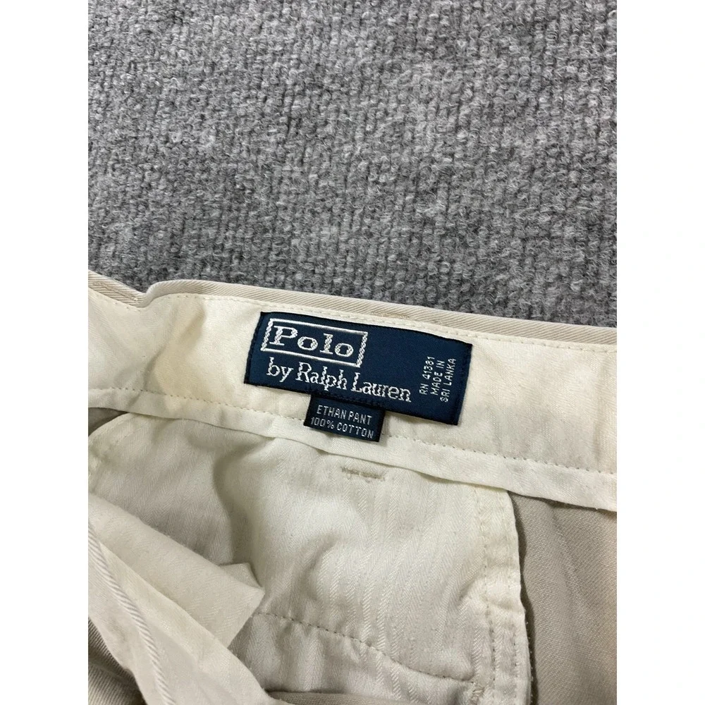 Polo Ralph Lauren Ethan Pant 35x32 Men Beige Khaki 100% Cotton Classic Chino